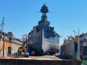 Battleship Texas on Dry Dock