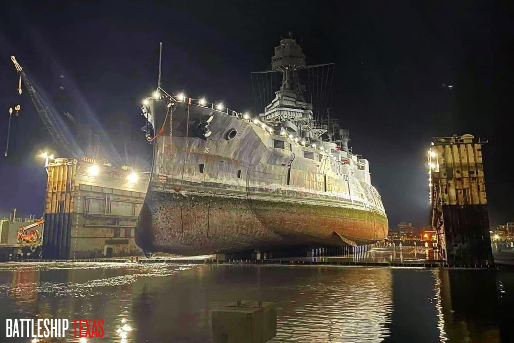 Battleship Texas at Gulf Copper facilities for restoration